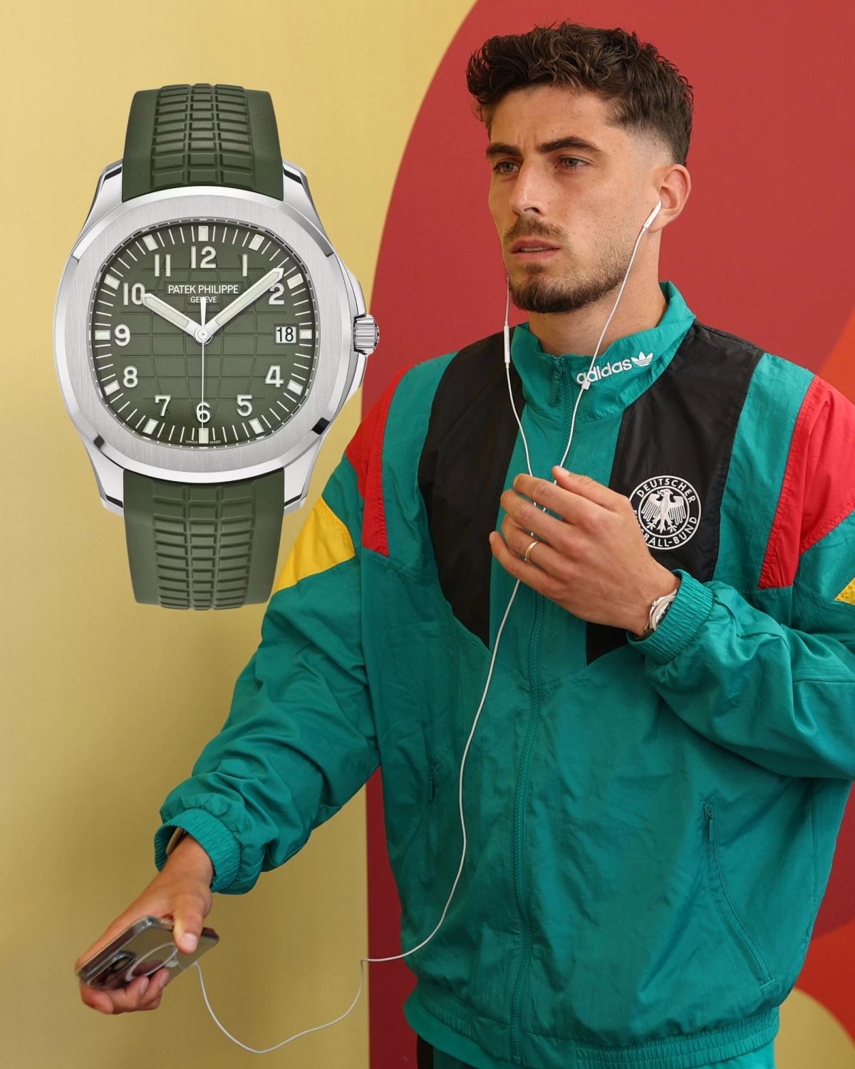 Kai Havertz và Patek Philippe Aquanaut xanh khaki