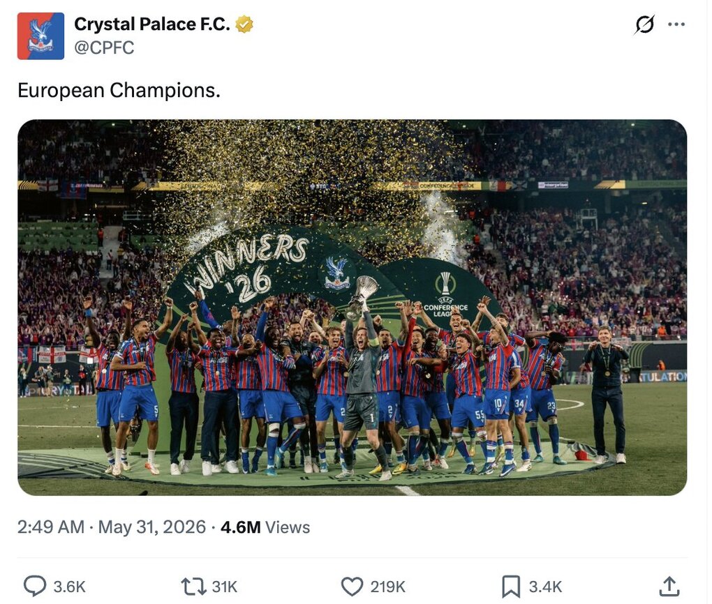 Crystal Palace cũng đăng ảnh châm chọc Arsenal. Ảnh chụp màn hình