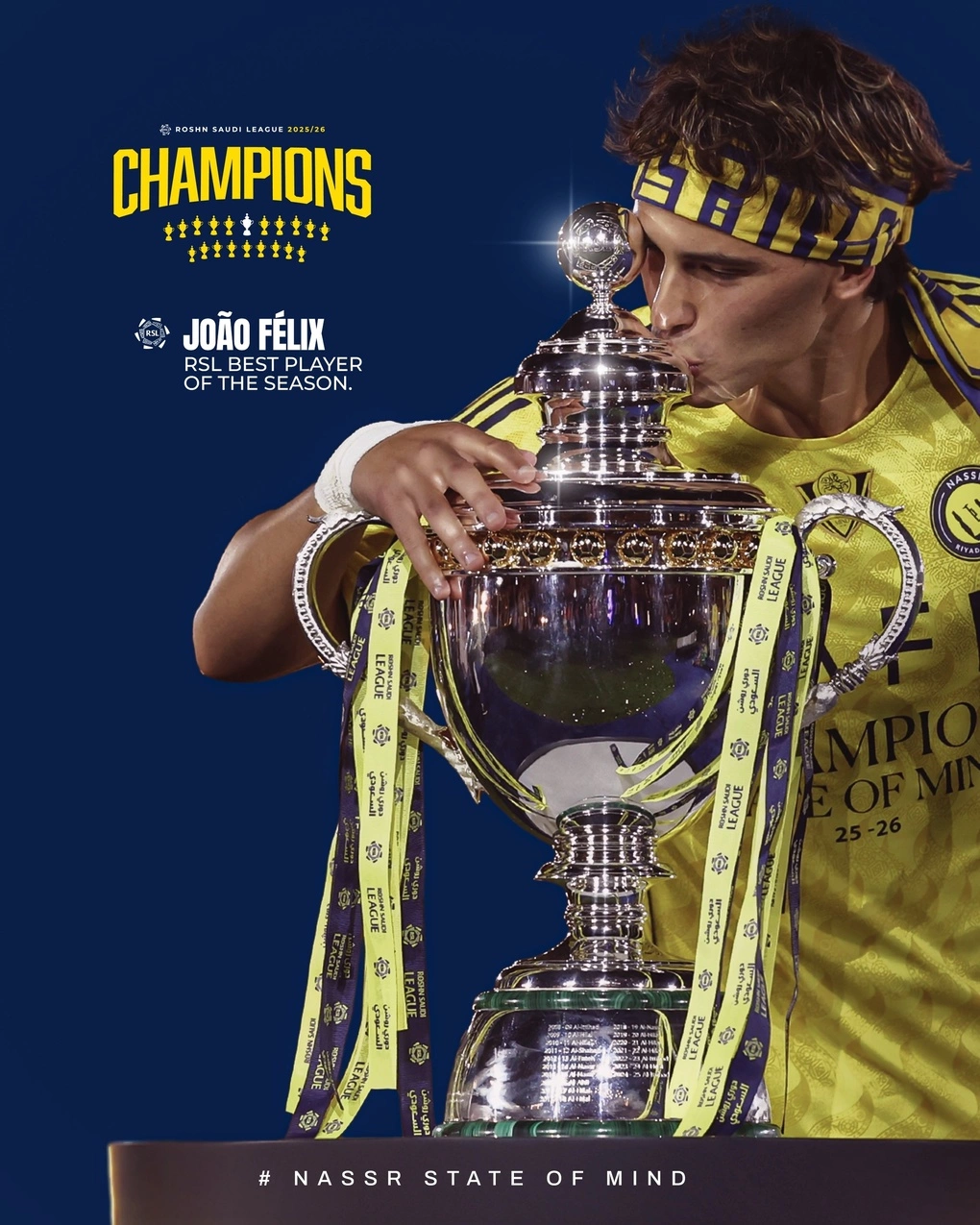 Al Nassr đăng ảnh chúc mừng Joao Felix giành giải Cầu thủ hay nhất Saudi Pro League 2025-2026.