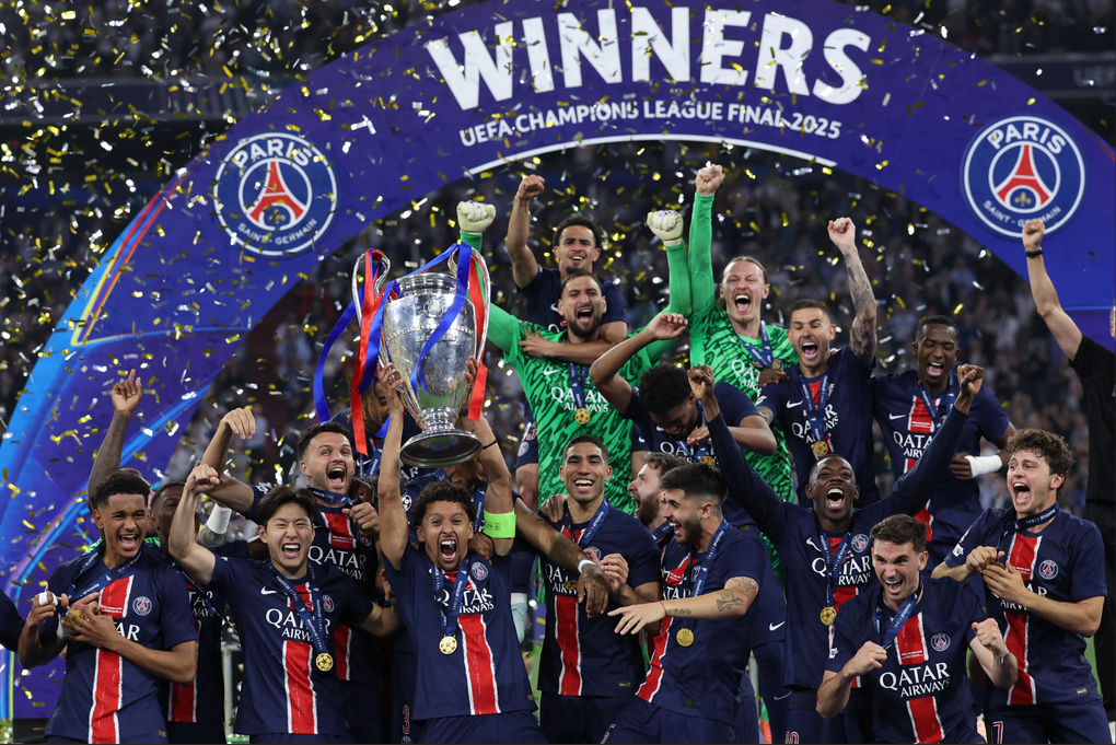 PSG đăng quang Champions League 2024-2025 tại sân Allianz, Munich ngày 1/6/2025. Ảnh: Reuters