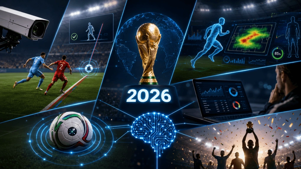 Minh họa các công nghệ và AI dự kiến áp dụng trong FIFA World Cup 2026. Ảnh: Hypernova Labs