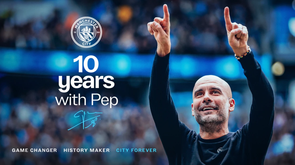 Man City đăng ảnh xác nhận HLV Pep Guardiola sẽ rời CLB vào cuối mùa 2025-2026. Ảnh: Man City