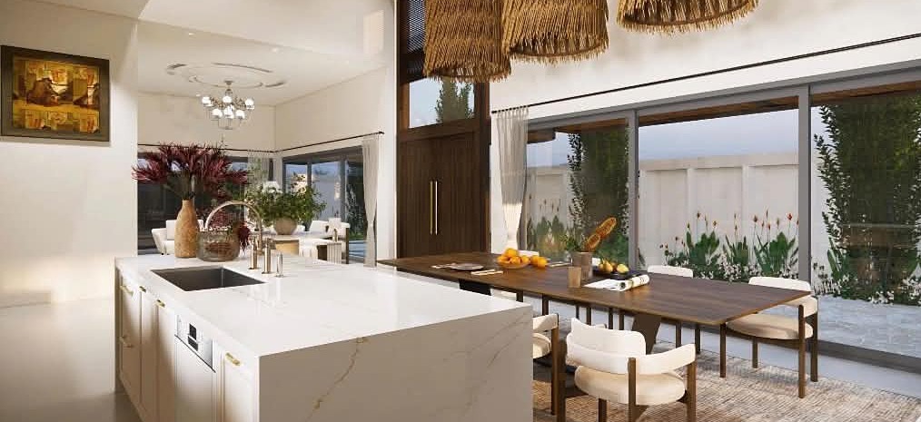 Phối cảnh nhà bếp - nơi vợ chồng Hoàng Bách chú trọng nhất. Gia đình ca sĩ thường tề tựu, quây quần bên mâm cơm sau một ngày bận rộn với công việc.