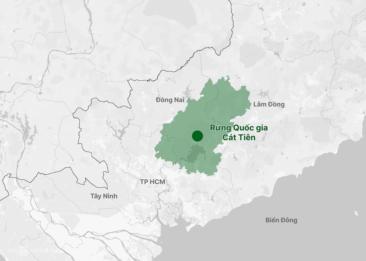 Vị trí rừng Cát Tiên. Đồ họa: Hoàng Thanh