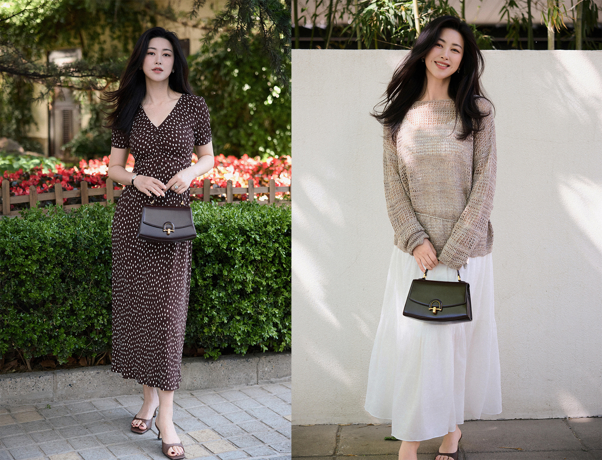 Cô ưu tiên trang phục đơn sắc, màu trung tính.