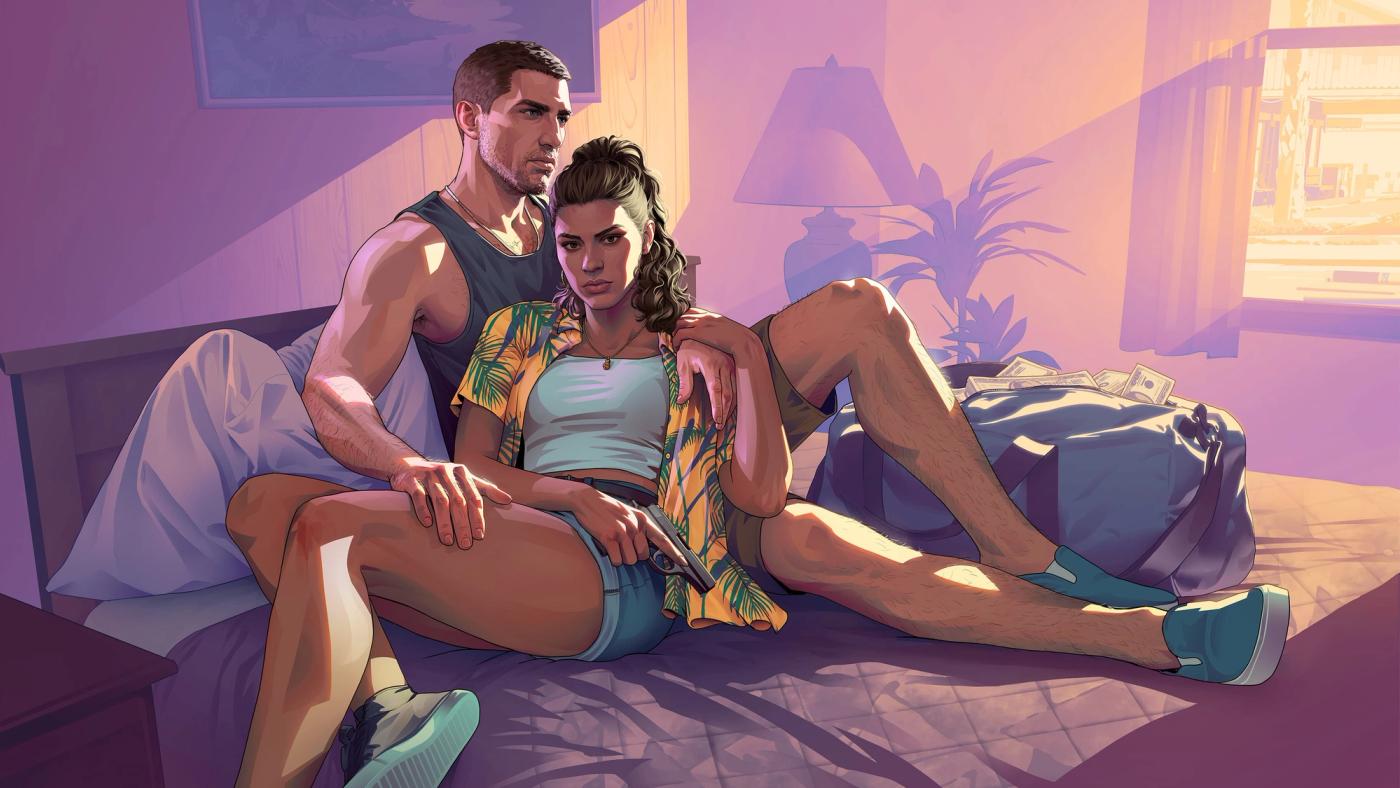 Artwork Grand Theft Auto VI với phong cách Vice City