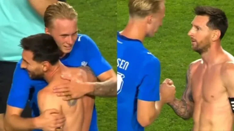 Messi ngỡ ngàng khi gặp con trai đồng đội cũ