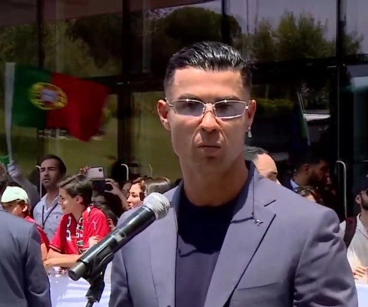 Ronaldo phát biểu tại Trung tâm Bóng đá Quốc gia ở Oeiras, Bồ Đào Nha ngày 12/6/2026. Ảnh: chụp màn hình