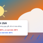 Thời tiết 25/6/2026: Bắc Bộ còn nắng nóng, chiều tối có mưa dông