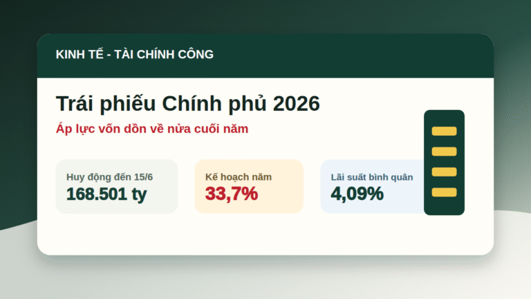 Trái phiếu Chính phủ mới đạt 33,7% kế hoạch năm: vì sao áp lực dồn về cuối 2026?