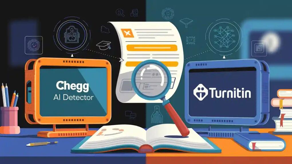 Minh họa Chegg AI Detector và Turnitin, hai công cụ giúp phát hiện văn bản do AI tạo. Ảnh: Vertu