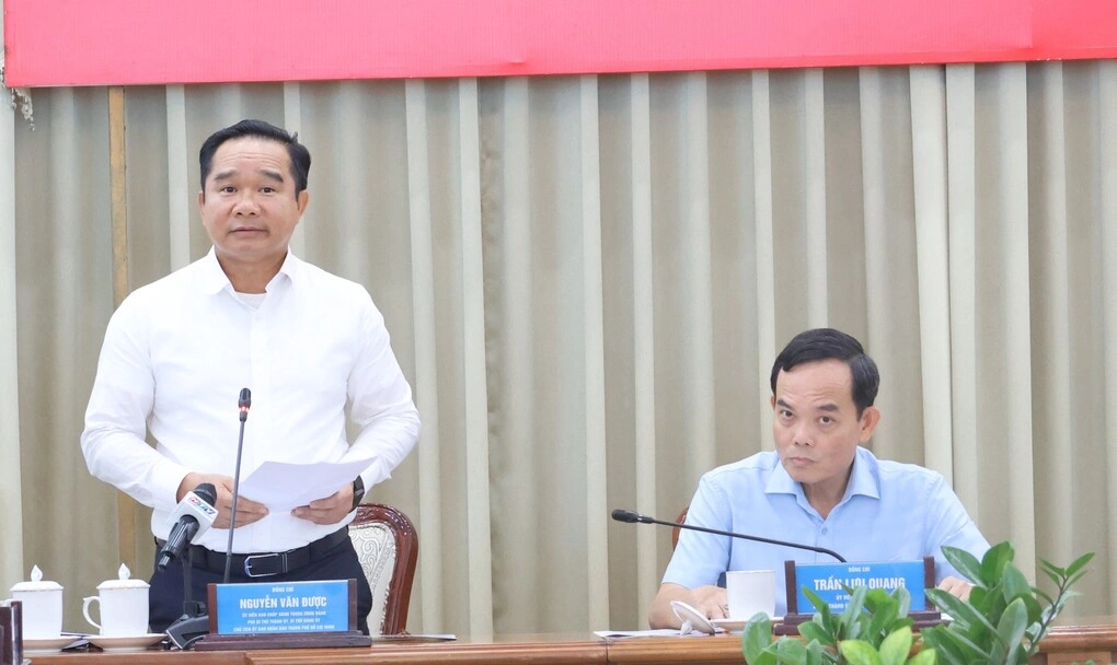 Ông Nguyễn Văn Được phát biểu tại hội nghị sáng 4/7. Ảnh: Cổng thông tin điện tử TP HCM