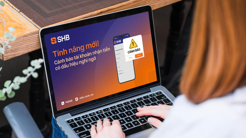 SHB tăng cường bảo vệ khách hàng với tính năng cảnh báo tài khoản nghi ngờ gian lận. Ảnh: SHB