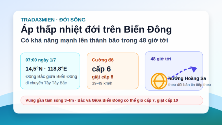 Áp thấp nhiệt đới trên Biển Đông có thể mạnh thành bão số 1
