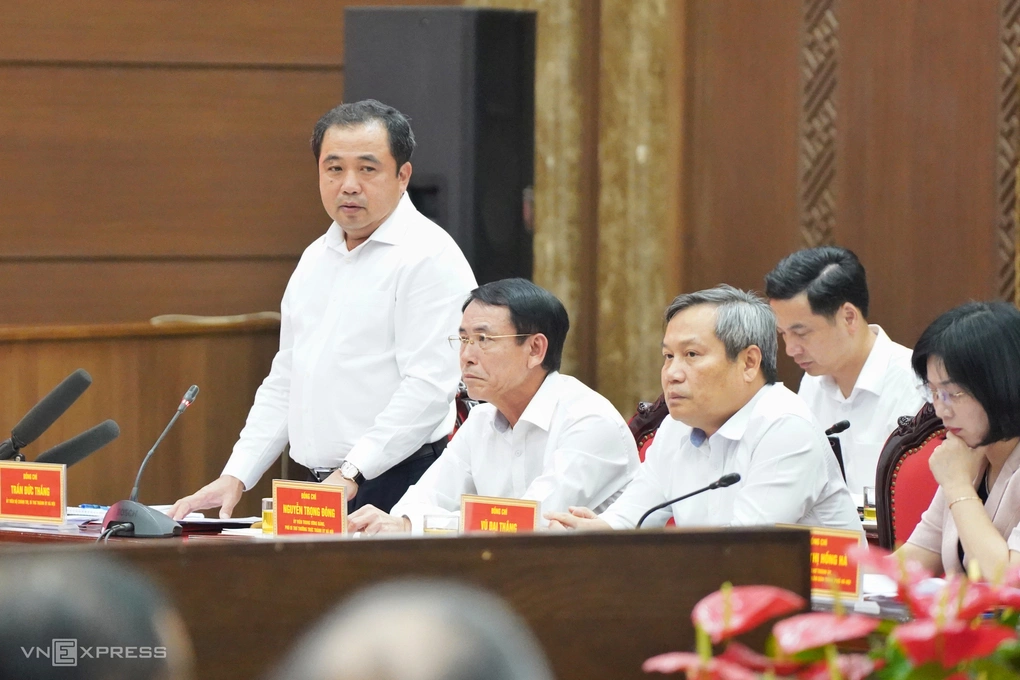 Bí thư Hà Nội Trần Đức Thắng tại buổi làm việc. Ảnh: Lưu Quý