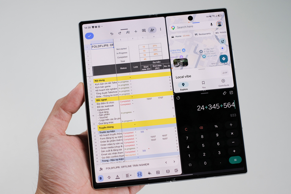 Màn hình lớn kết hợp phần mềm mạnh giúp Galaxy Z Fold8 Ultra lý tưởng trong nhiều công việc. Ảnh: Samsung