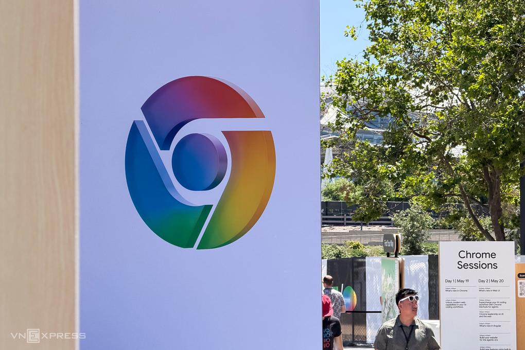 Logo Google Chrome tại Google I/O, tổ chức tại California, Mỹ, tháng 5/2026. Ảnh: Lưu Quý
